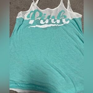 Victoria's Secret Pink Aqua and White Tank